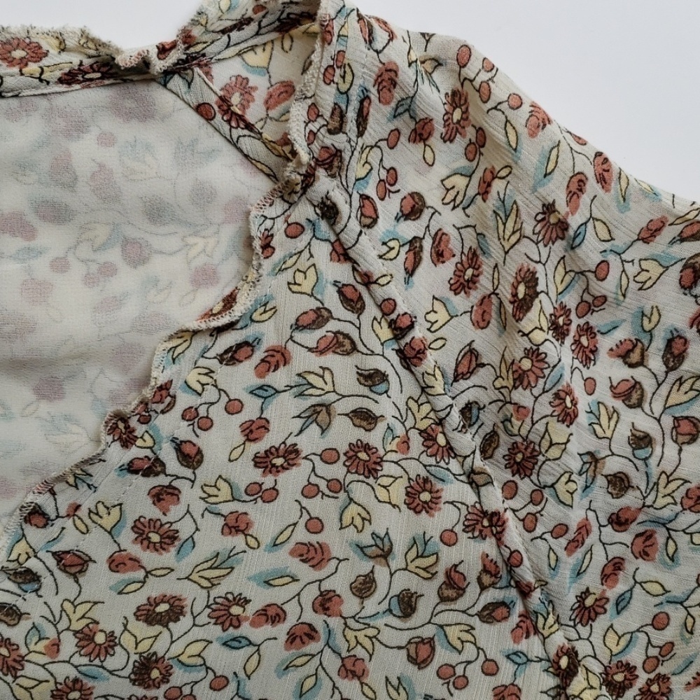 J Jill Shift Dress 3/4 Sleeves V Neck Small Petite see measures Tan Floral EUC - Picture 7 of 16
